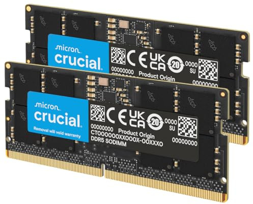 Crucial RAM DDR5 128GB Kit (2x64GB) 5600MHz SODIMM, Memoria per PC Laptop/Notebook, Mini PC (o 5200MHz / 4800MHz) CL46 - CT2K64G56C46S5