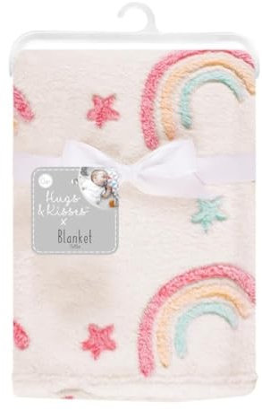 OnlyBee Baby Boy Girl Soft Fleece Rainbow Blanket Newborn for Pram Car Crib Moses Basket 75cm x 100cm