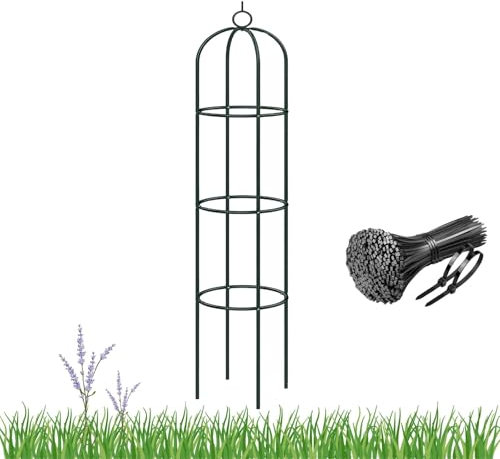 Générique Obélisque de Jardin en Fer - Support Élégant pour Plantes Grimpantes, Tuteur pour Rosiers et Haricots - Treillis Intérieur et Extérieur - Dimensions 190 x 40 cm(Green)
