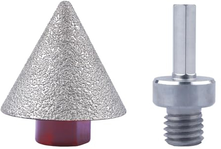 ONEGOTOOL Diamond Beveling Chamfer Bits Countersink Hole Saw Drill Bit for Tile Marble Granite Ceramic 5/8-11 Thread Sharpener for Angle Grinder & 3/8” Hex Shank (2（50mm）)