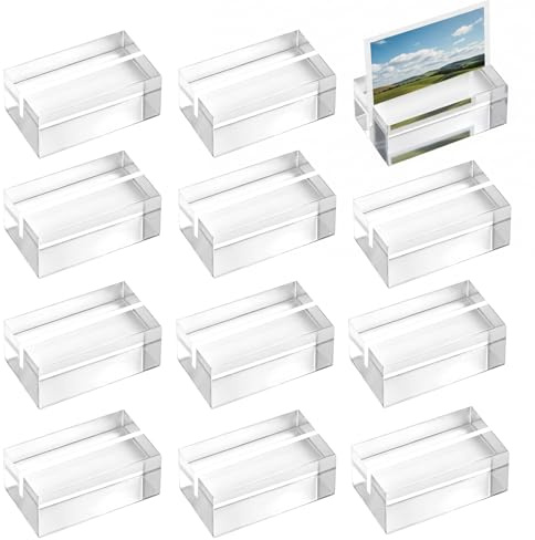 qxayxa 21 Pcs Soportes para Tarjetas de Acrílico, Soporte para Fotos de Acrílico en Transparente, Soportes para Exhibir Letreros Números de Mesa Visita Boda Banquete (5x3x2 cm)