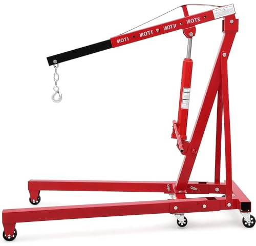 Alza Motori Pieghevole Idraulico 2 Tonnellate, Braccio Regolabile 4 Posizioni, Gru Sollevatore per Officina e Garage con 6 Ruote, Portata 2000 kg,68 kg
