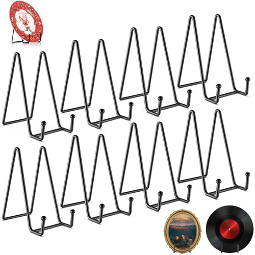 8 Pezzi Espositore Metallo Supporto Piatti, Porta Piatti Esposizione Supporto Decorativo Supporti Libri Nero, Piedistallo Cavalletto Cornici Foto Ferro per Quadri Libri Cucina Opere D'Arte Cartoline