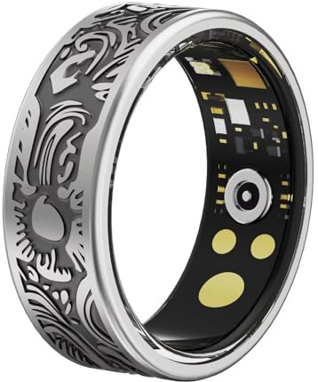Bague intelligente pour homme et femme, bague de santé, bague de fitness, suivi du sommeil, cardiofréquencemètre, podomètre, bague de fitness pour Android et iOS, noir, taille