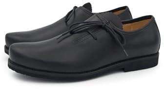 dirndl + bua Trachtenschuh Softy für Herren, Flache Haferlschuhe für Männer, Schwarze Schuhe für das Oktoberfest mit Schnürung
