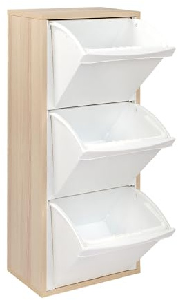 Liberoshopping Mobile in Legno Raccolta DIFFERENZIATA 3 VANI 25X40 CM H 101 CM (Rovere)