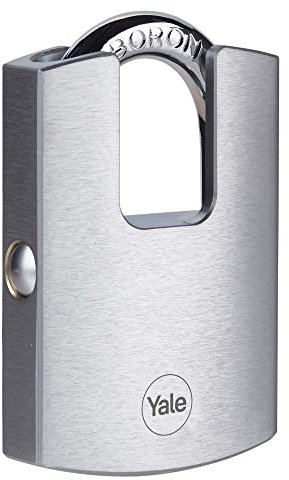 Yale candado latón cuerpo 50×70 mm arco protegido arco Ø8 mm acabado cromado 3 llaves doble cierre alta seguridad exterior puertas y cobertizos EN12320