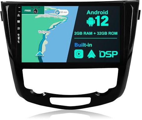 JOYX Android 10 dubbel din bilstereo passform för Nissan X-TRIAL (2014–2018) huvudenhet – [2G+32G] – gratis kamera canbus – 10,1 tums IPS-skärm – stöd DAB WIFI Bluetooth-rattspegel
