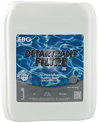 EDG by AQUALUX INTERNATIONAL Detartrant Filtre Piscine - Protection Hivernage - Compatible Sable Verre Cartouche Tissu Fibre - Bidon 5 litres