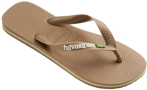 Havaianas - Brasil Logo, Chanclas Icónicas, Cómodas y Duraderas, Tiras con Bandera de Brasil y Suela Antideslizante con Franjas de Colores, Adultos Unisex, Rose Gold, 4.5/5