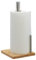 Relaxdays Küchenrollenhalter stehend, Bambus, Edelstahl, Rollenhalter mit Abrollstop, HBT: 33 x 16 x 16 cm, Natur/Silber