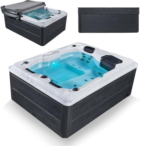 Artsauna Outdoor Whirlpool Oasis - Spa mit Massagedüsen, LED-Beleuchtung, 2 Filter, Abdeckung, Pumpe - Whirlpool Winterfest & beheizbar