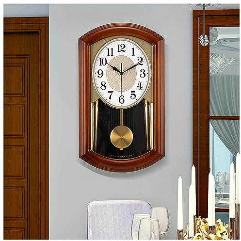 AOKLEY Orologio da Parete Vintage, Orologio a Pendolo in Legno da Parete con Movimento al Quarzo suoneria wenstminster, 52 * 30cm