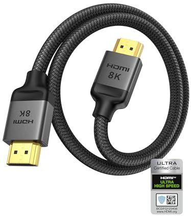 Silkland 10K 8K HDMI Kabel Kurz 50cm, Zertifiziertes HDMI® 2.1 Kabel eARC für Soundbar, PS5 HDMI Kabel 4K@120Hz/144Hz, HDR10, Dolby Atmos, DTS:X, 48Gbps für Roku TV/HDTV/Beamer/Fire TV/Laptop