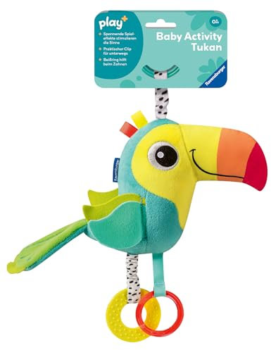 Ravensburger 12034048 Play+ Baby Activity-Tukan - Spielzeug ab 0 Monate, Kinderwagenspielzeug, Plüschtier