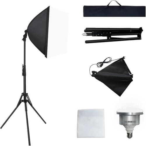 Foccalli Kit de softbox de 85 W regulable, 2 unidades, luz continua giratoria LED con 2700 K-6400 K, luz de estudio fotográfico para retratos, grabación de vídeo, YouTube y TikTok, incluye soporte