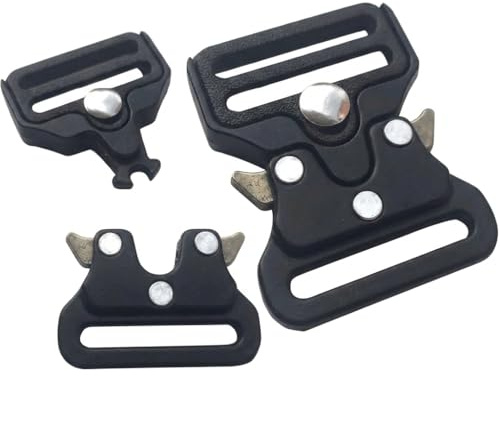 CINTURONTOP Hebilla Táctica Militar de Metal Tipo Cobra – Cierre Rápido de Doble Liberación Negro para Cinturón 40 mm, Aleación de Zinc Resistente, Airsoft, Senderismo y Camping