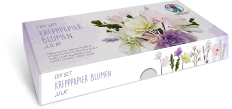 Ursus 27030002F - DIY Set Fleurs Lilas en papier crépon, pour bricoler un bouquet de fleurs par ex. rose, lavande, eucalyptus et coquelicot, vidéos explicatives incluses