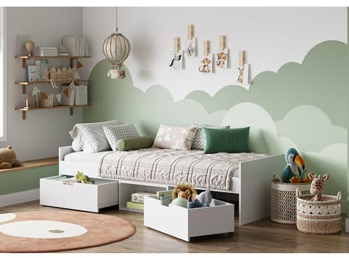 Flash Cabin Bed with 2 Drawers, Kids Bed, Underbed storage, WHITE