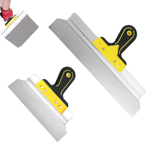 Lot de 2 spatules pour cloison sèche - 250 mm - 400 mm - Couteau de surface - Spatule en acier inoxydable - Pour plaques de plâtre, plâtre, enlever le papier peint
