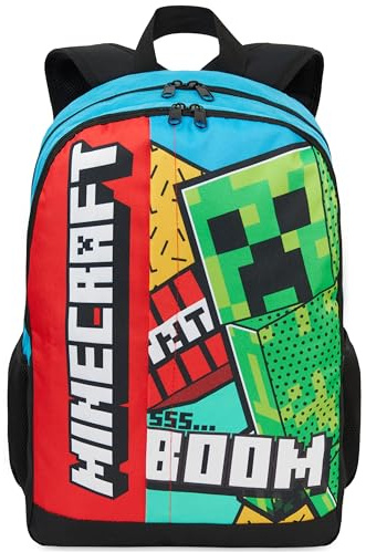Get Trend Minecraft barnryggsäck, lätt 45 cm Creeper bokväska med vadderade remmar för resor skolväska spelare gåvor, Multi Minecraft, 18.1x12.6x6.3inch, Barn ryggsäck