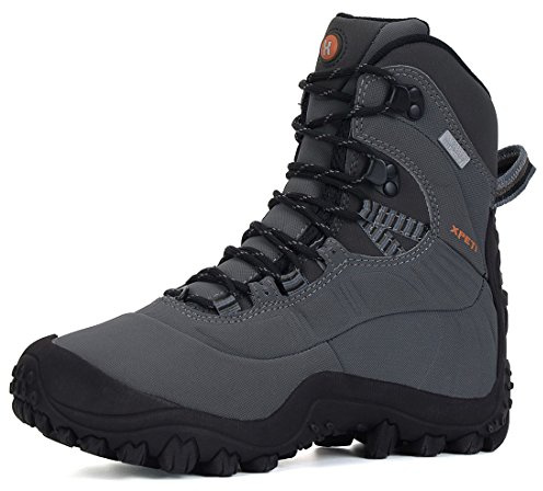 XPETI Men’s Thermator Mid-Rise Waterproof Lightweight Hiking Boot Insulated Non-Slip Grey 10