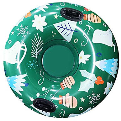 ISAKEN Rund Aufblasbarer Schlitten für Kinder und Erwachsene, PVC Schwerlast Aufblasbare Snow Tube mit Griffen und Boden, Schlitten-Schneespielzeug für Winter Outdoor Sport, Grün, 120 x 120 x 25 cm