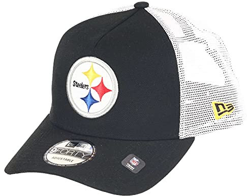 New Era Pittsburgh Steelers NFL White Mesh Trucker 9Forty A-Frame Trucker Cap - One-Size