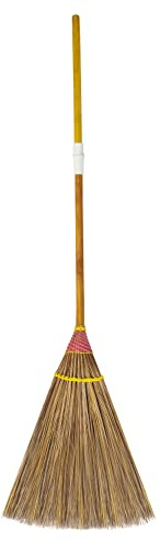 Natural Coconut Leaf Broom - 61 Inch, Multi-Surface Outdoor Broom - Sweeps Snow & Wet Leaves - Sturdy Bamboo Handle - Asian Heavy Duty