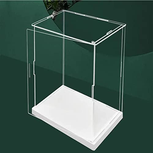 MECC vitrina acrílica transparente abierta, base blanca, funda antipolvo de colección (8 x 6 x 14 pulgadas), 20 x 15 x 35 cm)