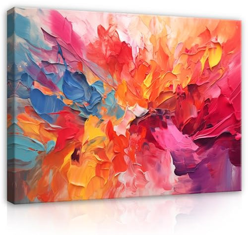 WallArena - Leinwand Bilder - Abstrakt - 100x70 cm Leinwandbilder - Bild auf leinwand - Wandbild XXL groß Wandbilder für Wohnzimmer Schlafzimmer Wohnzimmerbilder Modern kunstdruck - Bunt Kunst