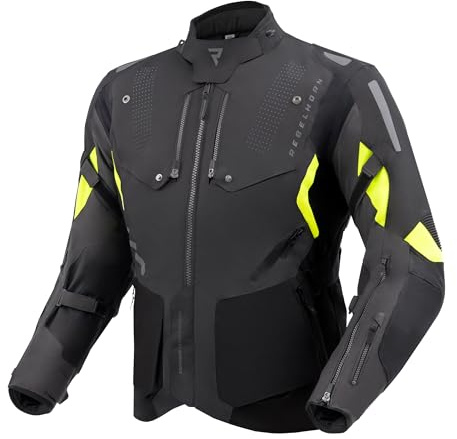 REBELHORN Hiker IV Chaqueta de Moto Hombre | Textil | Protectores de Codos y Hombros Nivel 2 | Membrana In & Out Extraíble | 2 Paneles de Ventilación | 4 Canales de Ventilación