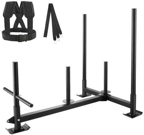 VEVOR Gewichtstrainingsschlitten, Pull-Push-Power-Schlitten mit Griff, Fitness-Kraft-Widerstandstraining, Trainingsgerät aus Stahl für sportliche Übungen, Passend für 2-Zoll-Gewichtsplatten, Schwarz