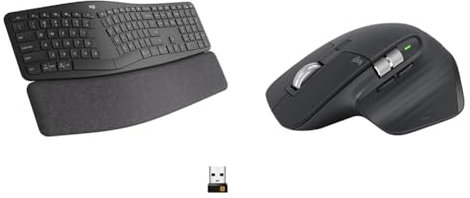 Logitech ERGO K860 Wireless Ergonomic Keyboard - Split Keyboard Layout, Wrist Rest, Natural Typing & MX Master 3S - Wireless Performance Mouse with Ultra-Fast Scrolling, Ergonomic, 8K DPI