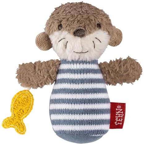 Mini-Rassel Otter – Mini-Greifling zum Rasseln, Fühlen, Spielen mit kuschelweichem Stoff-Tier – ein treuer Begleiter für Babys und Kleinkinder ab 0+ Monaten