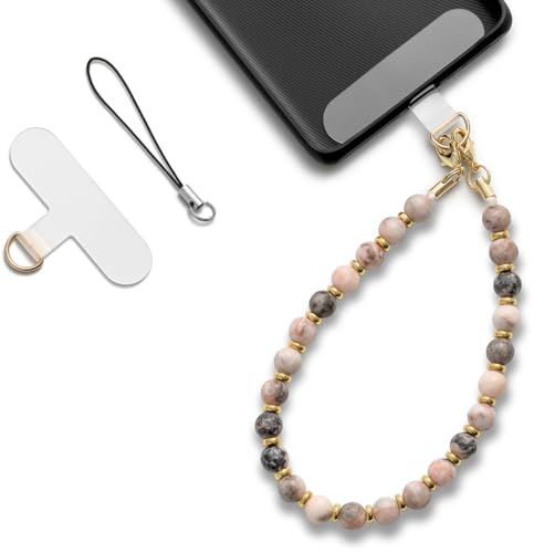 MORSUNBELA Bracelet Telephone Chain Mobile Phone Chain, Telephone Pendant Beads, Phones Wrist Strap, Bracelet Strap Lanyard for Phones Keys Bags - Pink Zebra