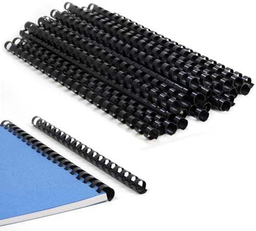 Bindekämme aus Kunststoff,Plastik Bindekämme,100 Stück Kunststoff-Bindekämme,21 Ringe,6mm Spiralbinderücken Set,20 Blatt,A4 Binderücken Spulen,Schwarz