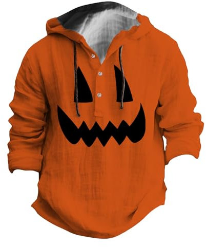 Herren-Gymnastikanzug mit Halloween-Druck, schweißabsorbierend, atmungsaktiv, mit Knöpfen, hot pink, L