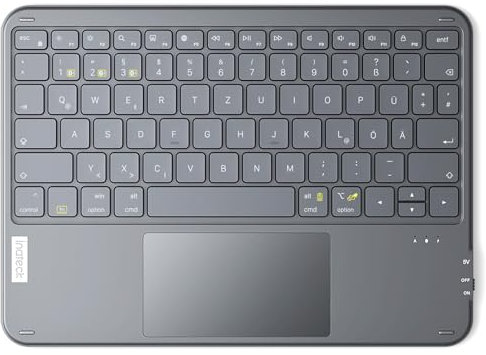 Inateck Tablet Tastatur mit Touchpad, Ultraleichte Tastatur Kabellose QWERTZ Deutsch mit Trackpad, kompatibel mit iPad/Tablet/Windows/Laptop/PC,KB01105