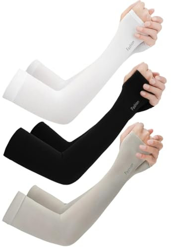 3 Paia di Maniche per Braccio di Raffreddamento, Manicotti Braccia Sportivi Anti UV Unisex, Manicotti di Protezione Solare Anti-UV UPF 50+ Unisex, per Calcio, Golf, Ciclismo e Pallacanestro