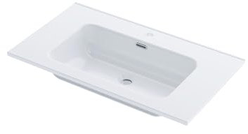 BAIKAL Lavabo sobre Encimera | Lavabo Baño | Lavamanos sobre Encimera | Cerámica | Rectangular | Blanco Brillo | Fondo 46cm | Ancho 80cm