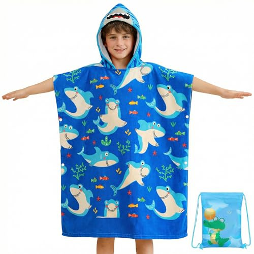 Domueay Poncho Toalla Infantil con Capucha Microfibra Absorbente Diseño Unicornio Rosa para Playa Surf Piscina Natación Toalla de Baño Suaves Albornoz para Niñas de 6-15 años, 75x180cm