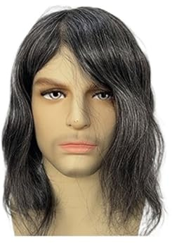 Uso Masculino Tupé de Piel Ultrafina for Hombres Sistema Completo reemplazo Cabello Humano PU 12 Pulgadas Largo Cabeza de Peluca
