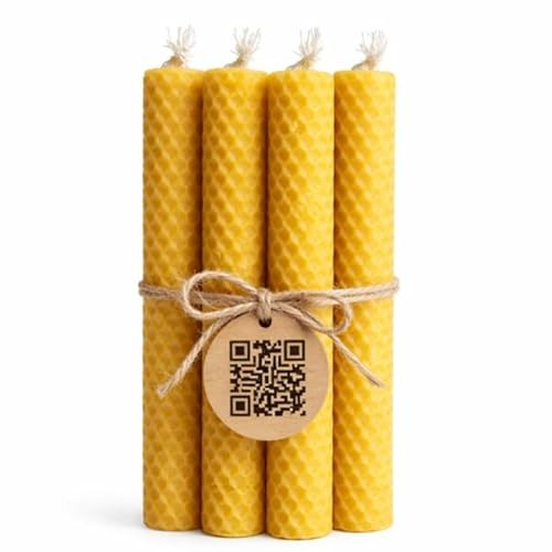 Velas de la Suerte, Pack de 4 Unidades, Cera de Abeja, con Guía de Uso Tradicional, Regalo Simbólico para Deseos y Reflexión y Meditacion Personal