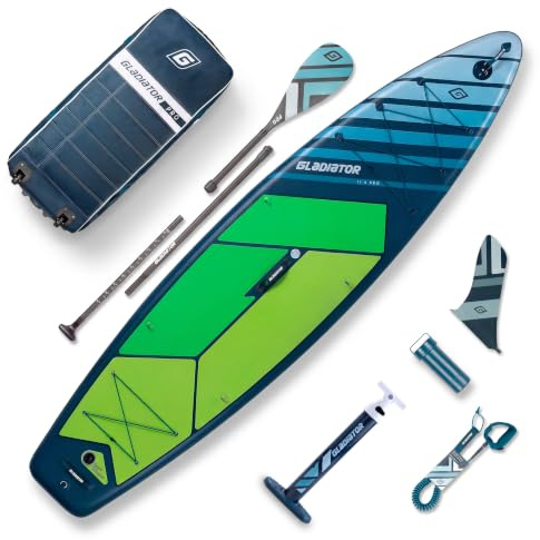 Aufblasbares Stand Up Paddling Board 353 cm – Inflatable SUP Paddle Board, bis 260 kg - Action-Kamera Halterung - Schnell & Wendig für Touring & Performance - Marineblau & Grün