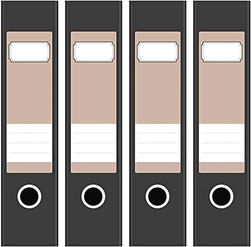 Ordneretiketten | 4 Aufkleber für breite Akten-Ordner | Farbe Hell-Braun | selbstklebende Design Akten-Etiketten | Deko Sticker für Rückenschilder Ordnerrücken | zum Beschreiben