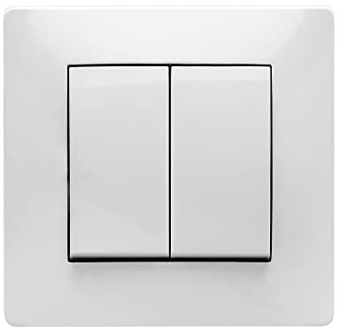 FAMATEL Double commutateur | Interrupteur à encastrer | Série Habitat 15 | Installation facile | Haute étanchéité du produit | 10 A | 250 V | Blanc