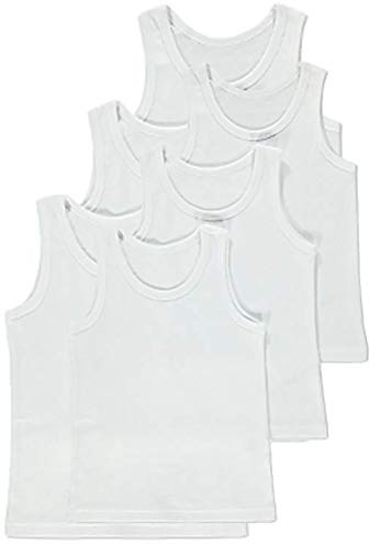 Back to School 6 Pack Kids Boys Girls 100% Cotton Warm Vests/Available in Ages 2 up to 13 Years White