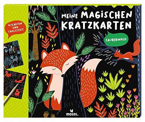 Moses. 3102 Meine magischen Kratzkarten Zauberwald | 10 Kratzbilder mit Holzstift | Malset zum Basteln am Kindergeburtstag | Scratch Art | Für Kinder ab 4 Jahren, bunt