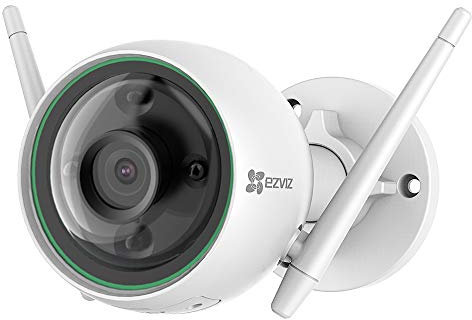 EZVIZ C3N Überwachungskamera Aussen WLAN IP Kamera 1080P mit Blitzalarm, 3-Nachtsichtmodi, KI-basierter Personenerkennung, microSD-Kartensteckplatz (max. 256 GB), IP67, H.265, Kompatibel mit Alexa